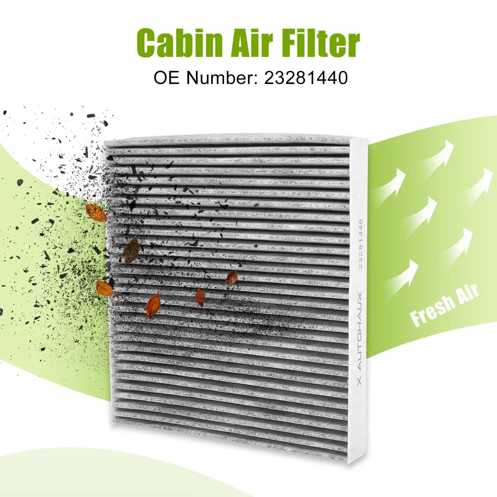 Cabin Air Filter Gray Replacement for Chevrolet Silverado 1500 (2014–2018)