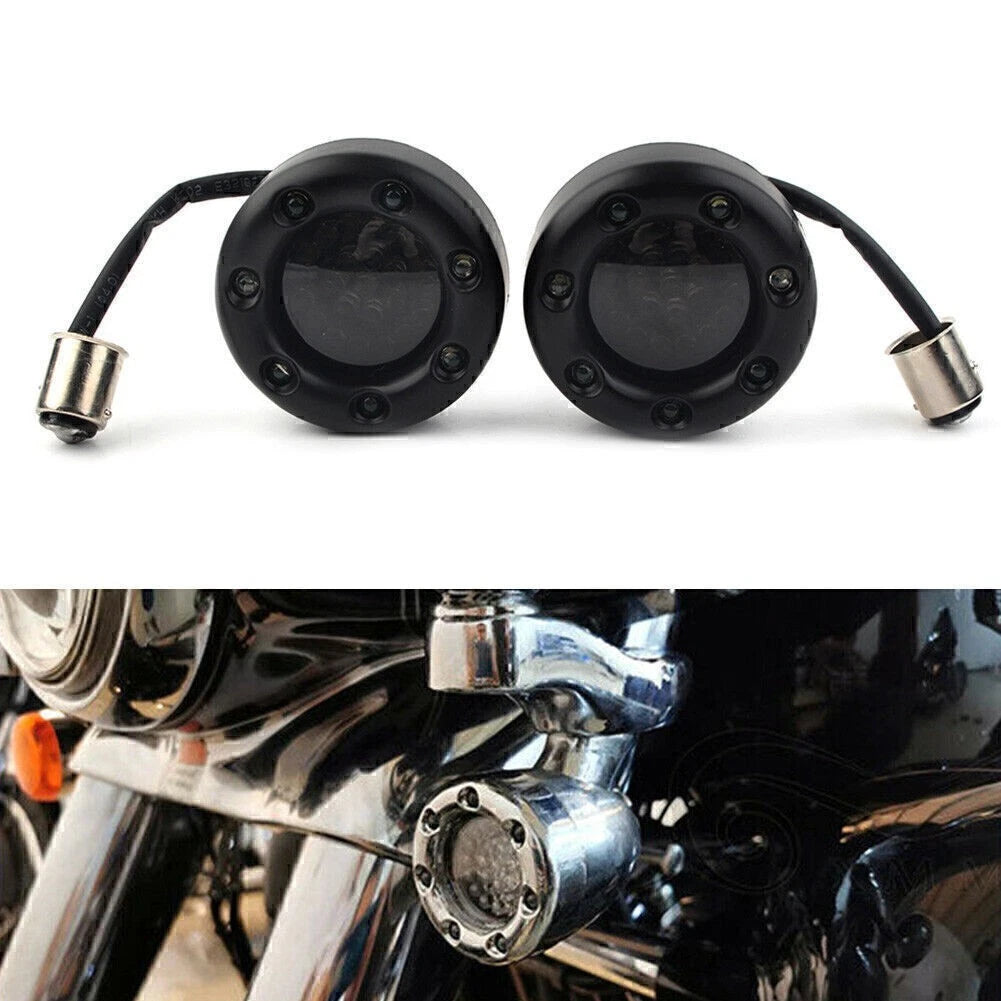 LED Black Fire Ring Turn Signal Lights for Harley Softail Dyna