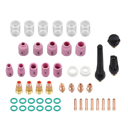 49pcs Welding Torch Kit for Stubby Gas Lens Number 10 Glass Cup WP17 WP18