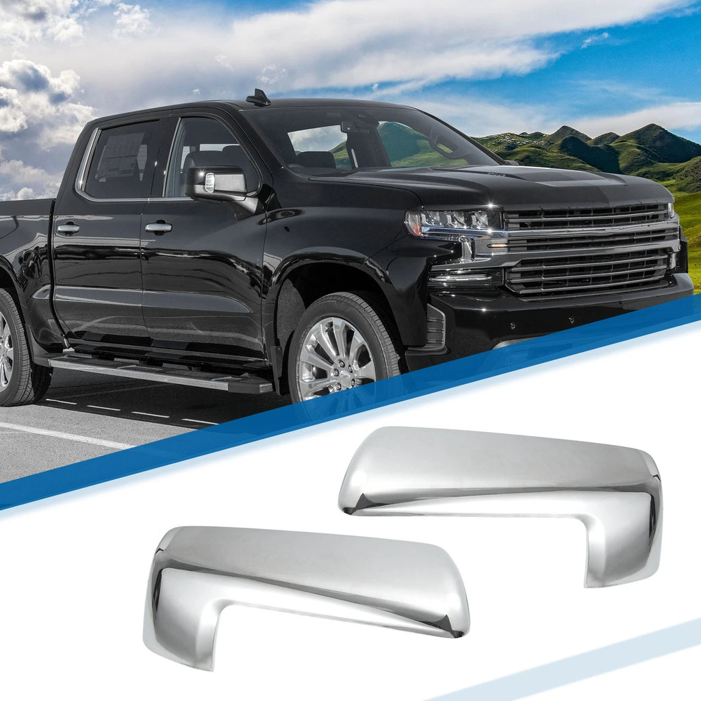 Door Mirror Cover Pair Chrome Plated for Chevy Silverado 1500 GMC (2014–2018)