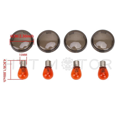 Smoked Turn Signal Lenses with Amber Bulbs for Harley Davidson Softail Dyna (2000–Present)