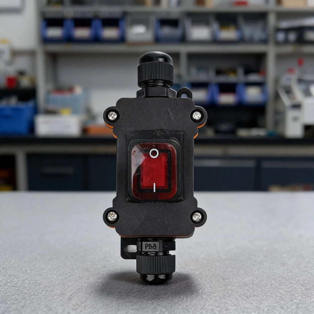 Inline Cord Switch 30A for Universal Use (IP65 Waterproof, Red Light)