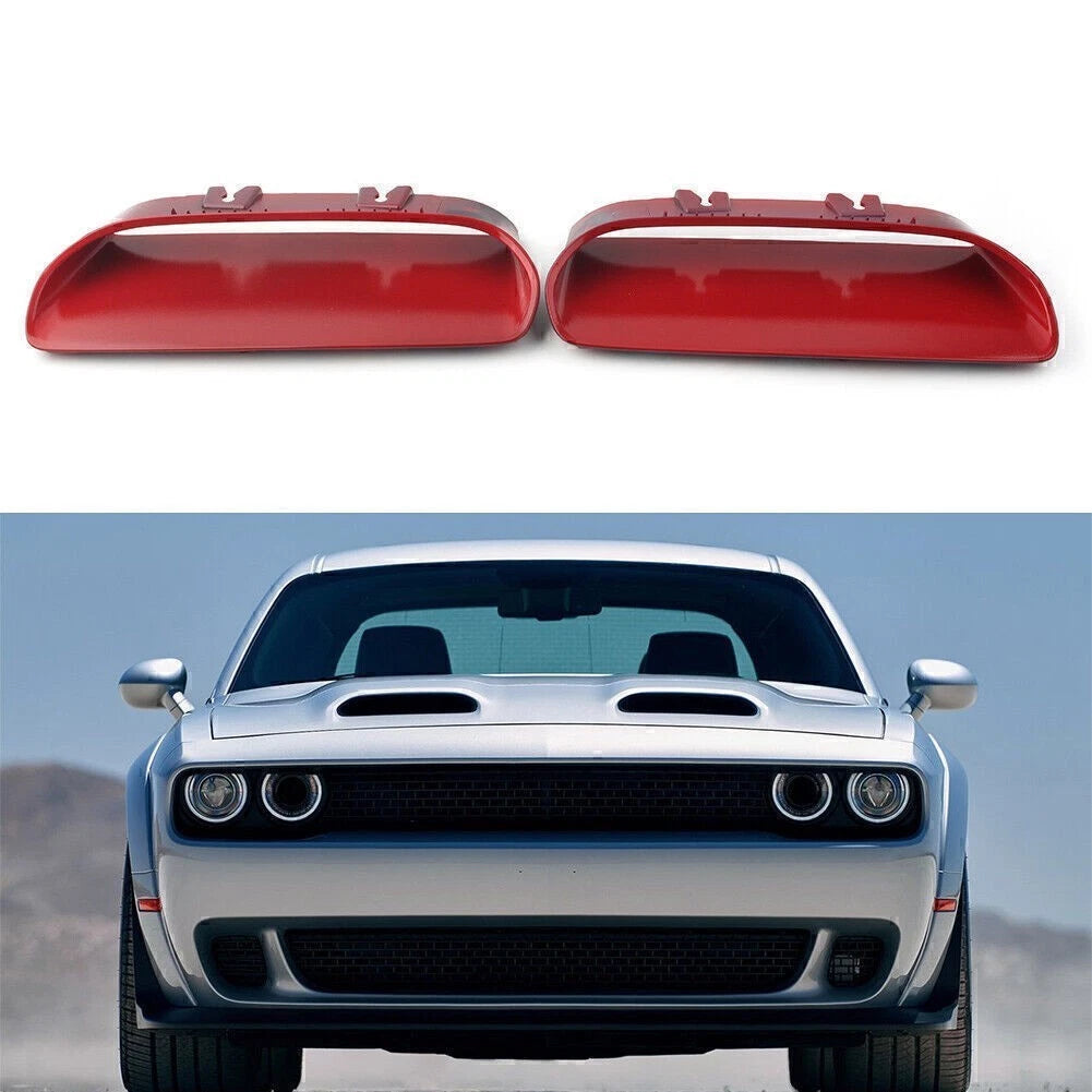 Pair Red Hood Bezels for Dodge Challenger Redeye (2019–2020)