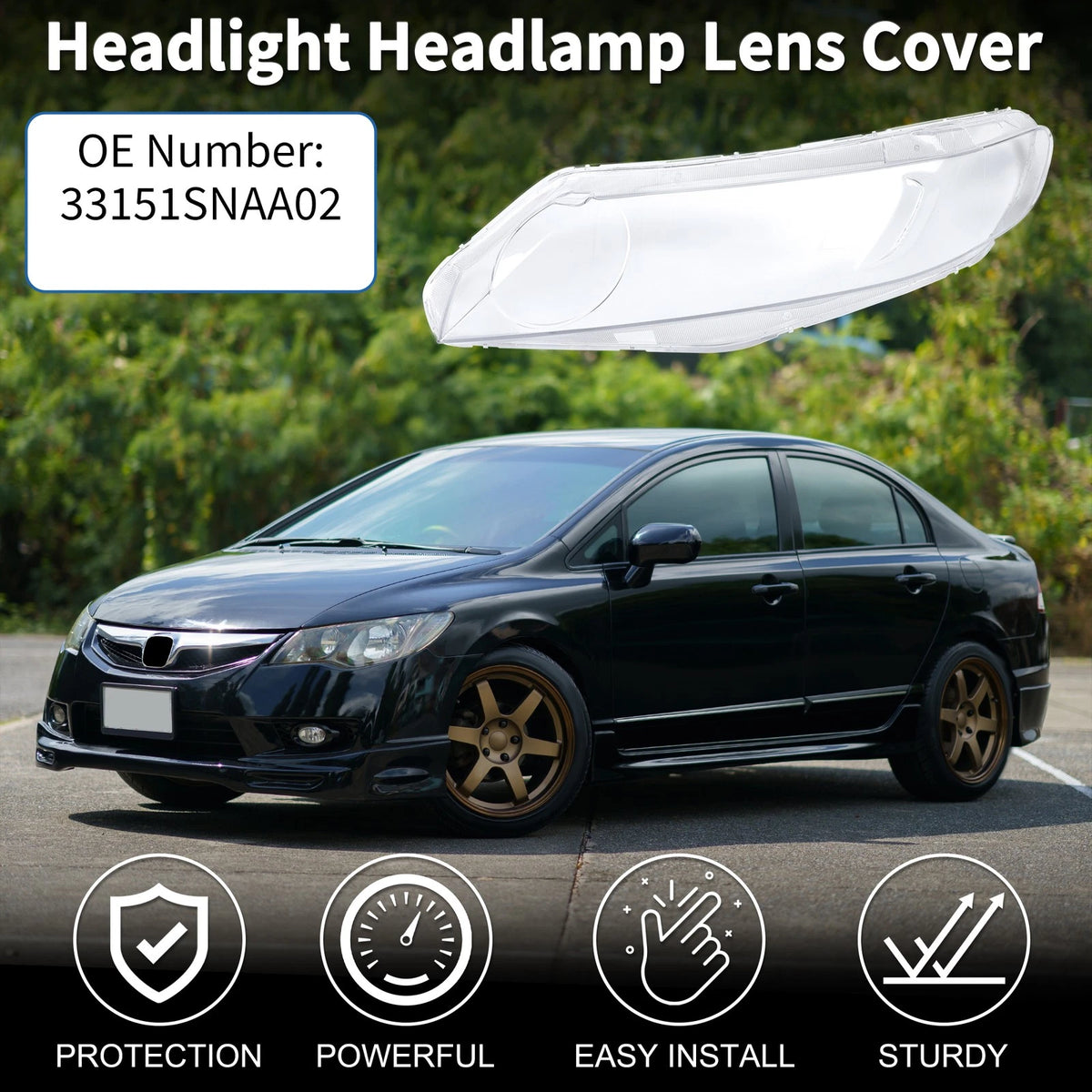 1 Pc Headlight Lens Cover for Honda Civic (2006–2011) No. 33151SNAA02