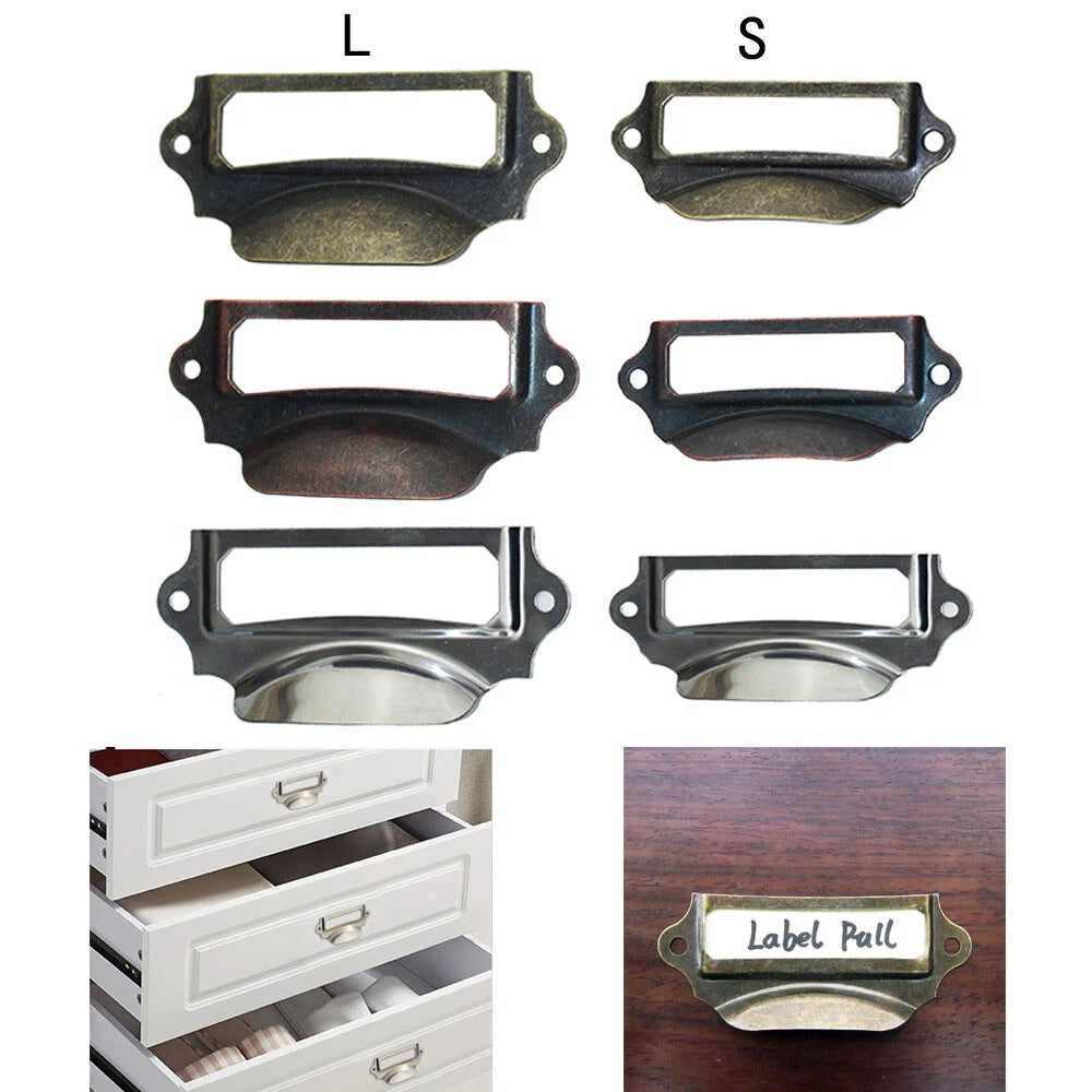 Set of 6 Drawer Cabinet Frame Label Tag Pull Handles