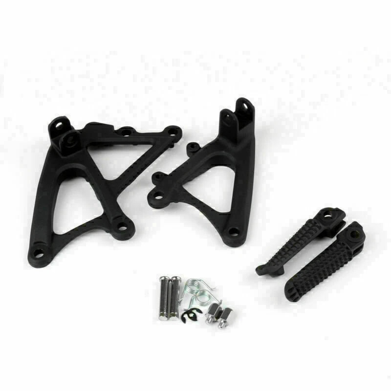 Set of 2 Front Rider Footrest Pegs Brackets for Yamaha YZF R1 (2009–2011) Black T9