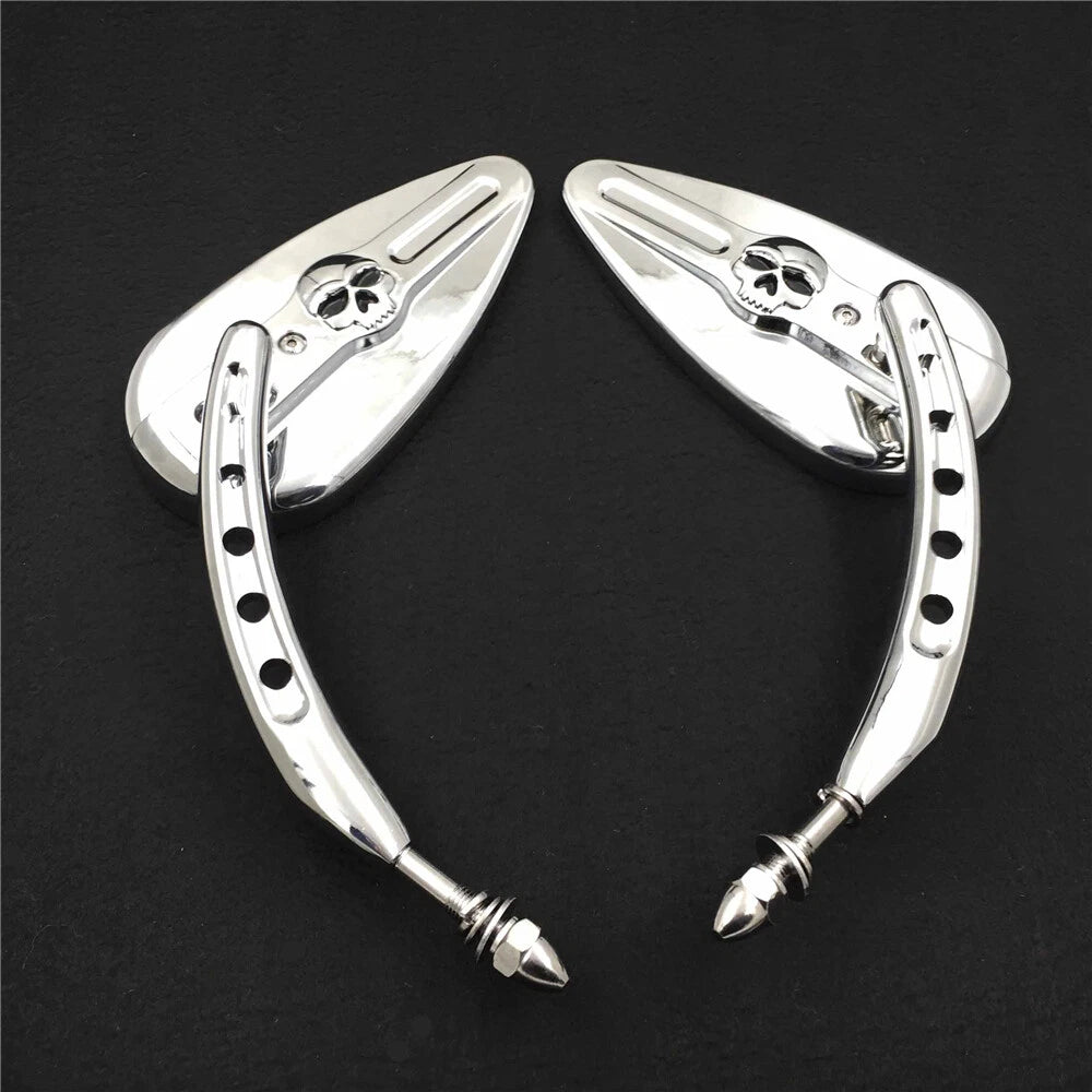 Chrome Skull Side Mirrors for Harley Touring Electra Glide (2009–2023)
