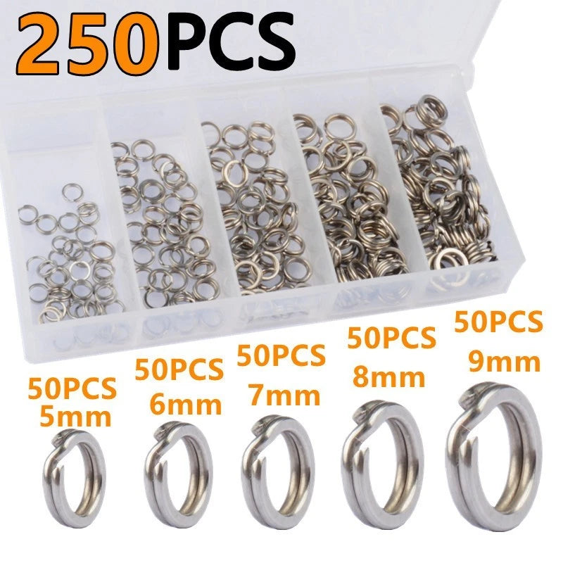 250pcs Fishing Tackle Rings Set for Various Applications (5mm-9mm)