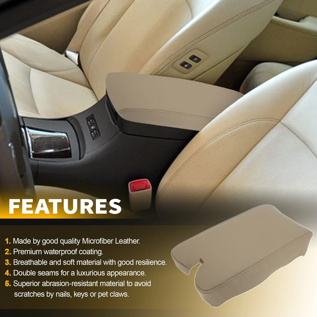 Center Console Lid Armrest Leather Cover Beige for Lexus ES350 (2007–2009)