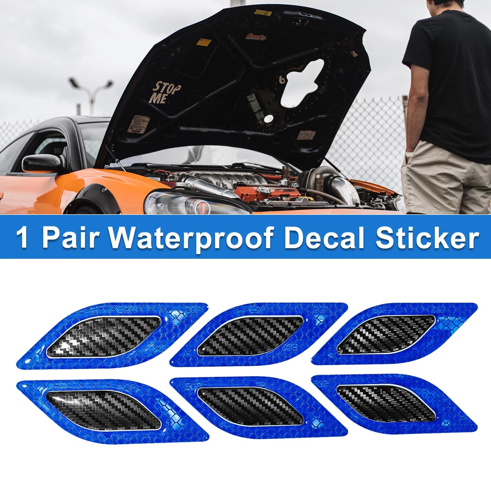 6 Pcs Leaf Pattern Bumper Sticker Decal for Car Waterproof Vinyl 10x3.5cm