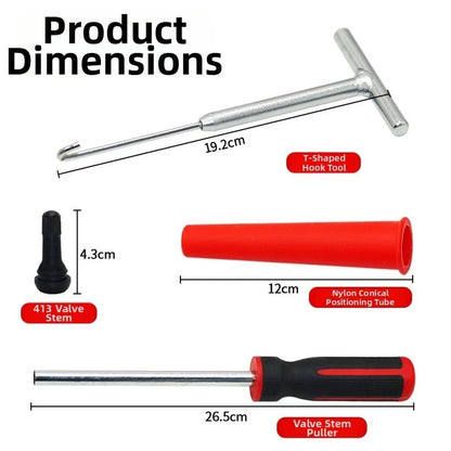 TR413 Valve Stem Tool Kit - 4/7 Core Tools in One Set - 28x8.7x3.5cm Dimensions
