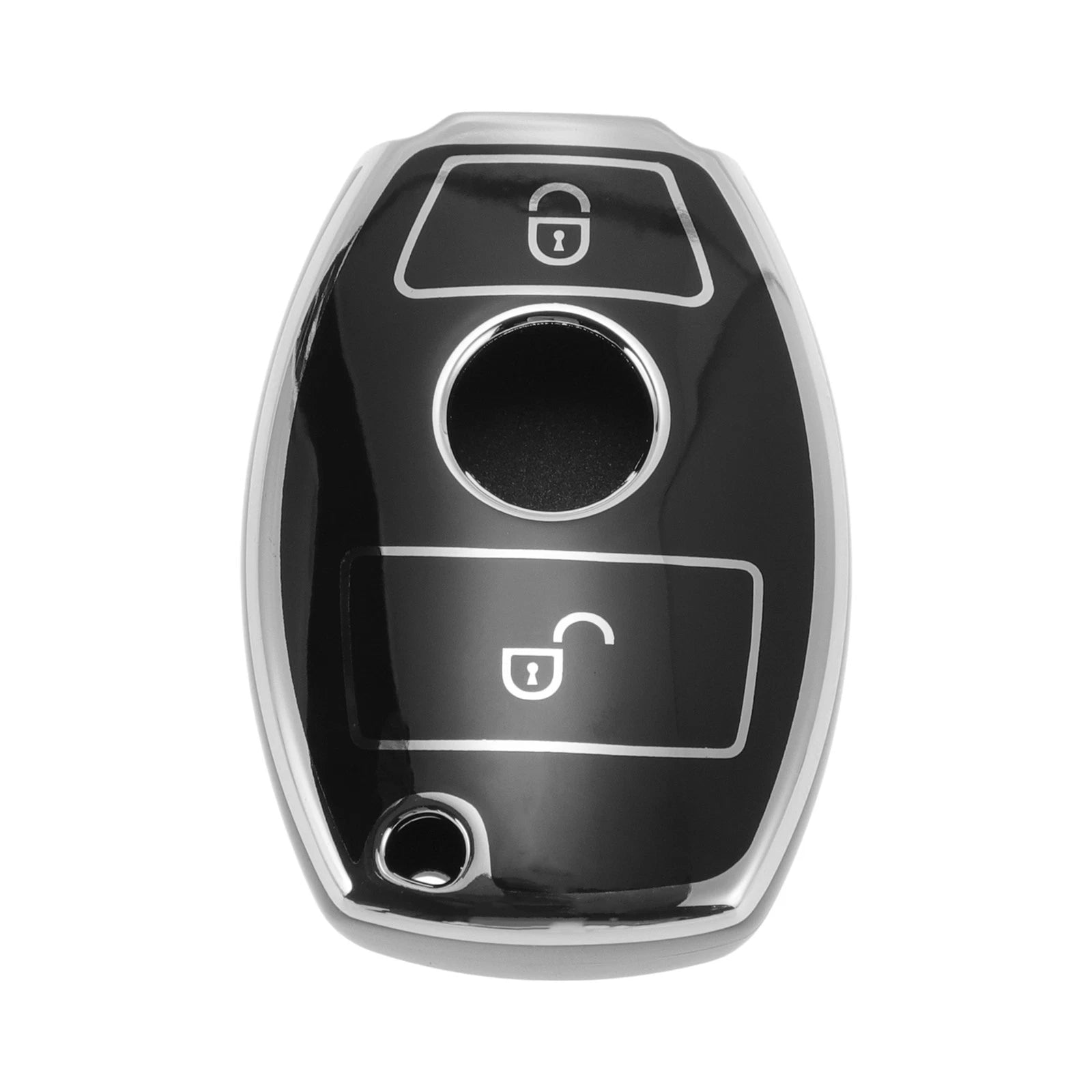 TPU Silicone Key Case for Mercedes-Benz 2-Button with Silver Edge (2010–2024)