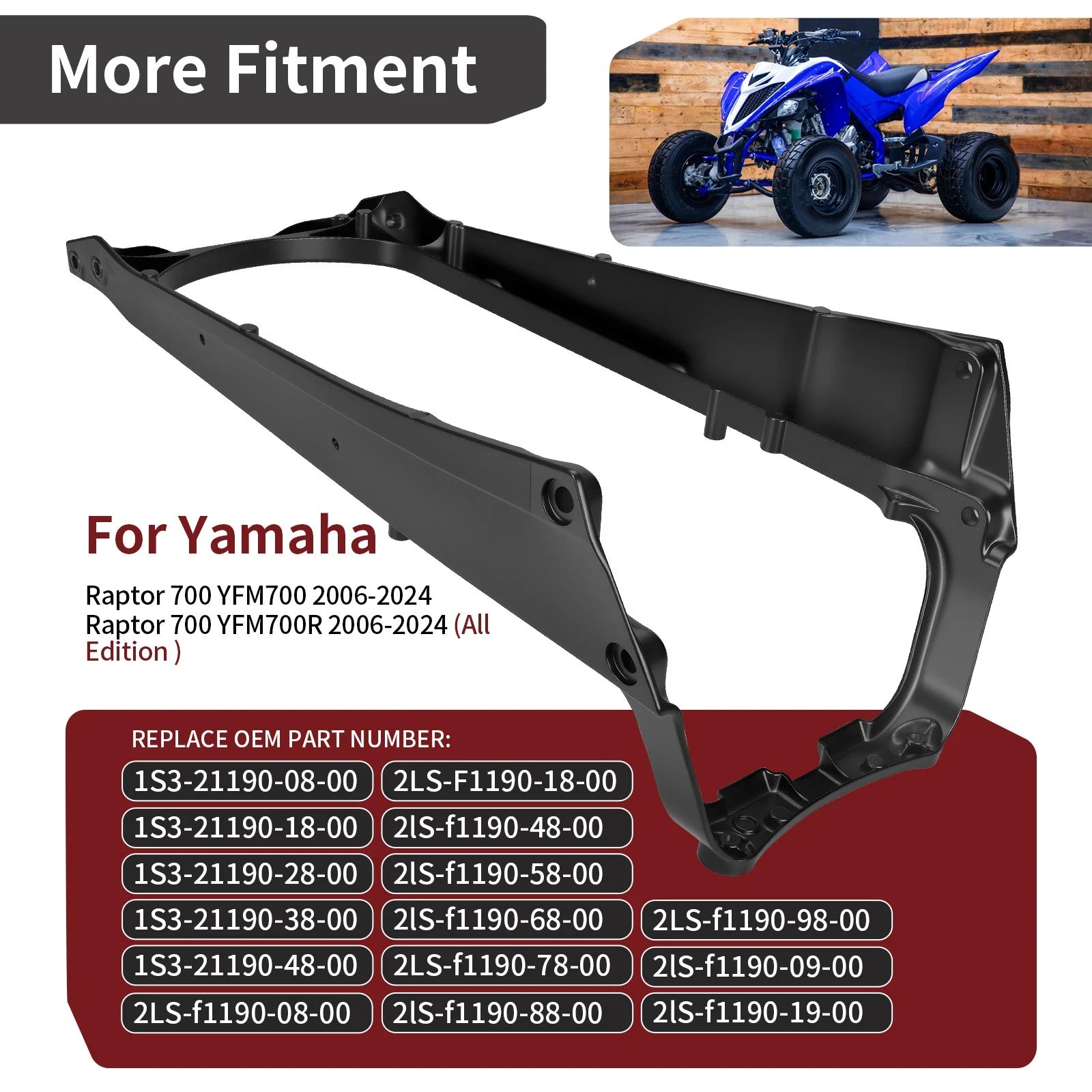 Black Sub Frame Aluminum & Bolt for Yamaha Raptor 700 700R (2006–2024) 2LS-F1190-68-00