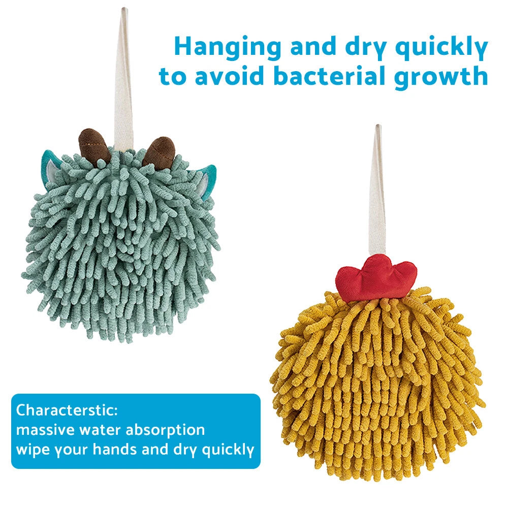 Chenille Hand Towels for Kids (Microfiber Plush, Absorbent)