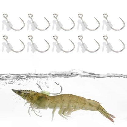 10pcs Offset Barbed Live Shrimp Hooks for Outdoor Use