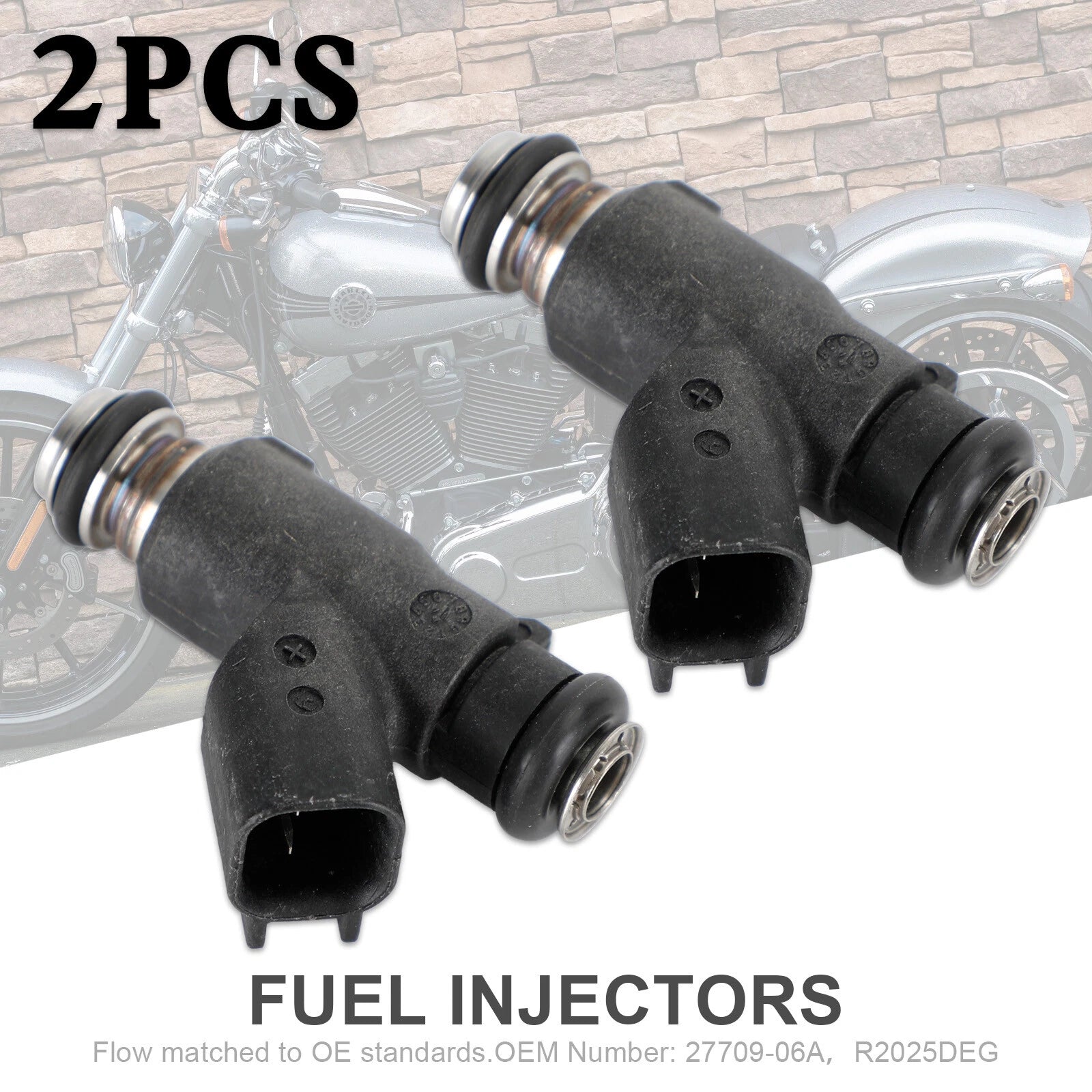 2X Fuel Injectors 27709-06A for Road King, Street Glide (R2025DEG T9)
