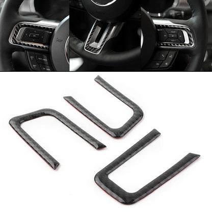 3X Carbon Fiber Steering Wheel Cover Trim for Ford Mustang (2015–2019)