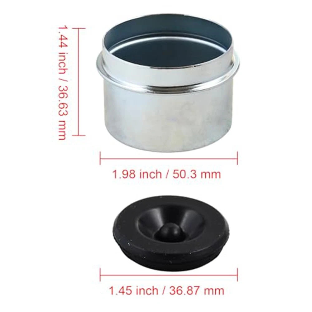 Set of 2 Trailer Axle Dust Cap Cups for Lube & Standard Hubs
