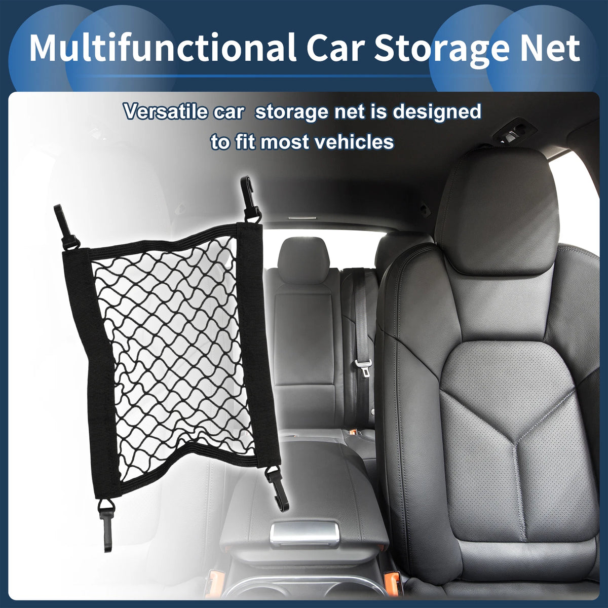 Seat Net Car Storage Mesh Bag for Backseat Dog Barrier (9.84"x11.81")