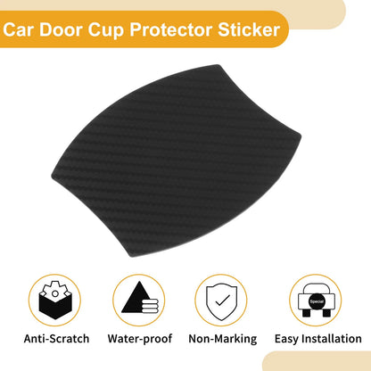 3D Car Door Cup Protector Sticker for Universal Fit (79x89mm) - Carbon Fiber Black