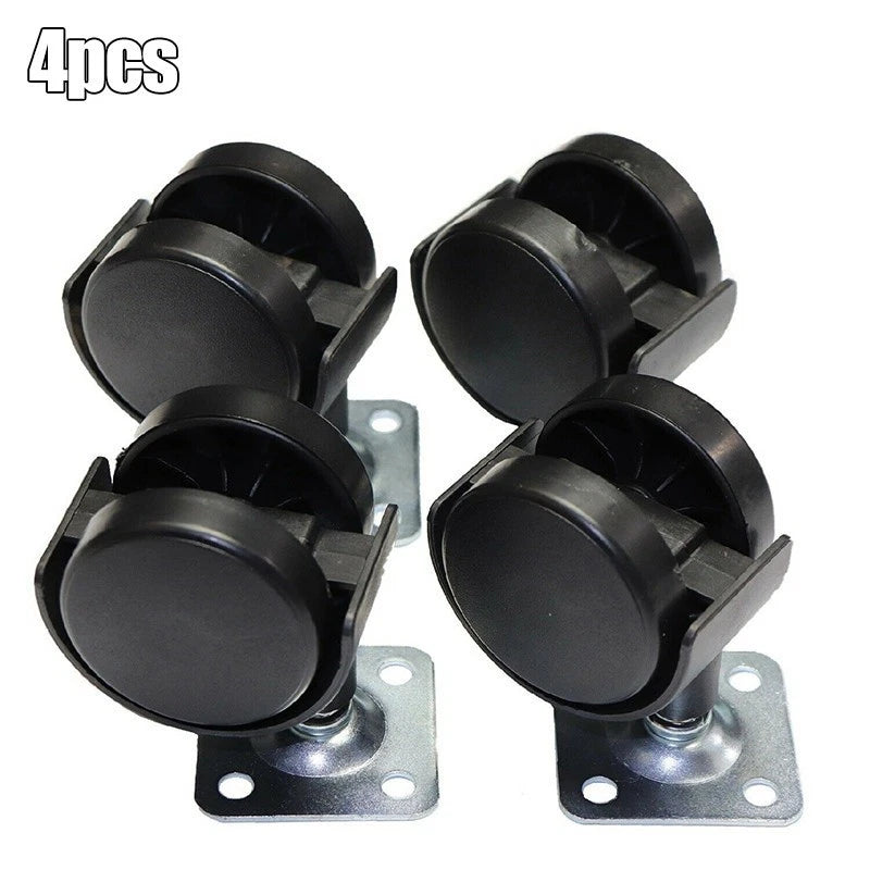 Set of 4 Swivel Wheels on Plate with 360-Degree Rotation
