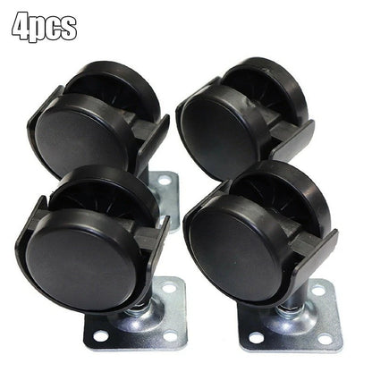 Set of 4 Swivel Wheels on Plate with 360-Degree Rotation