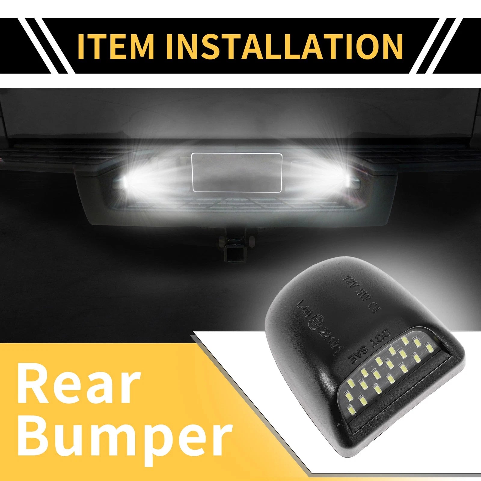 License Plate Light Lamp 2 Pcs White for Chevrolet Silverado (2007–2013)