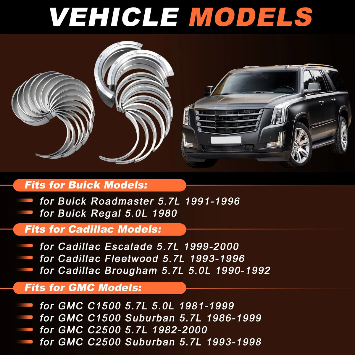 26Pcs Main and Rod Bearings Set for Cadillac Escalade (1999–2000) MS909A/BC296J