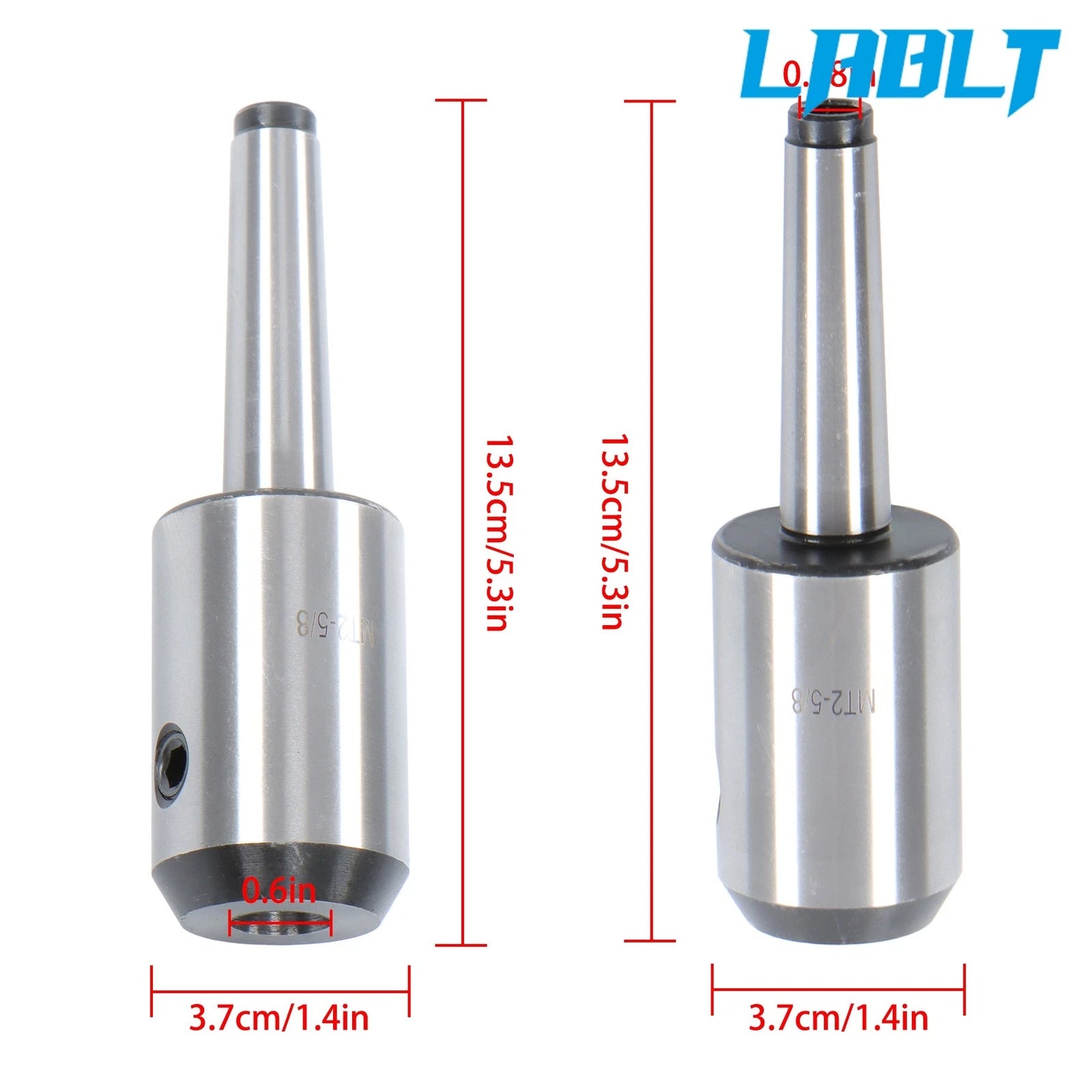 End Mill Holder Taper Adapter for LABLT MT2 (5/8", 3/8-16 Drawbar Thread)