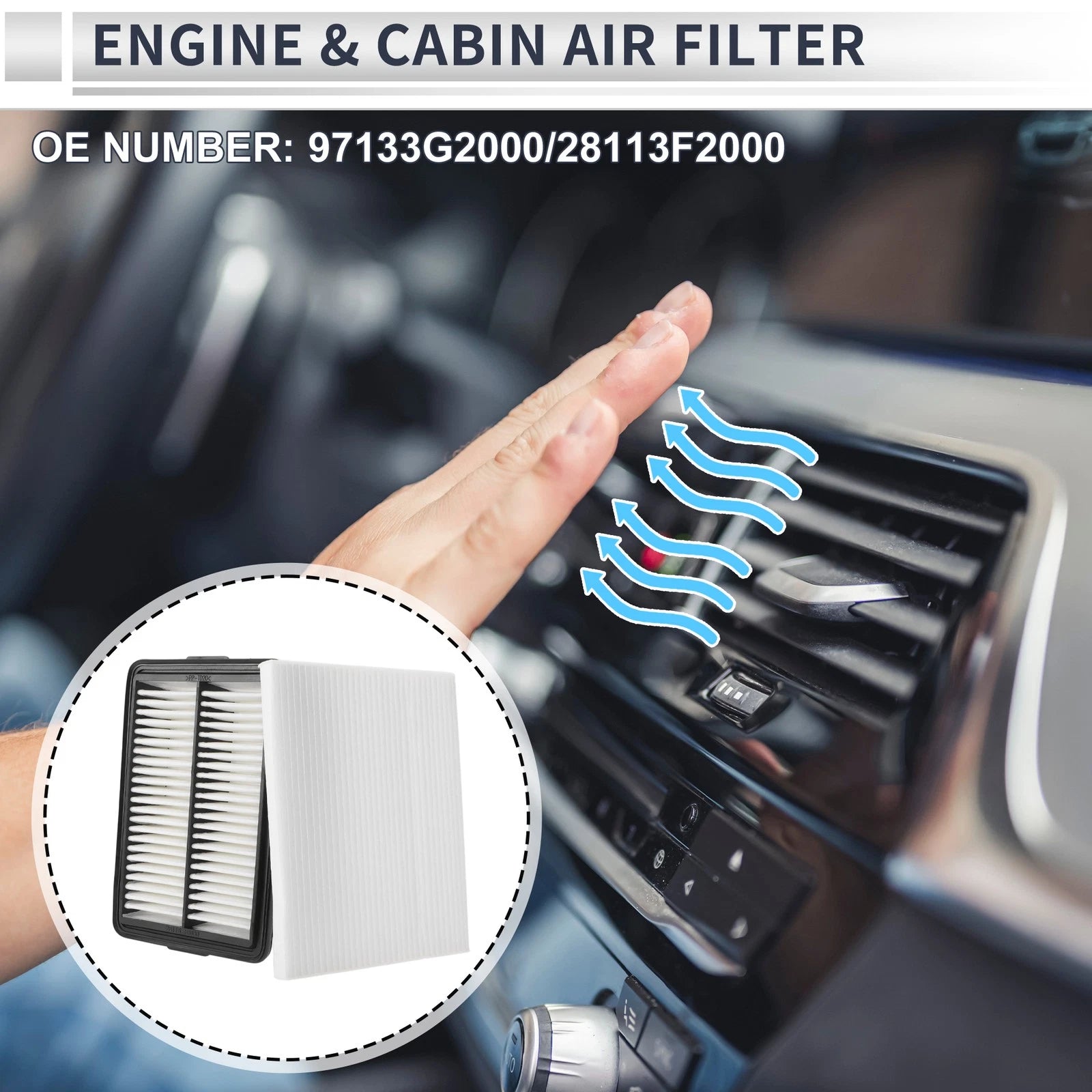Cabin Air Filter Combo Set Replacement for Hyundai Elantra 2017–2020