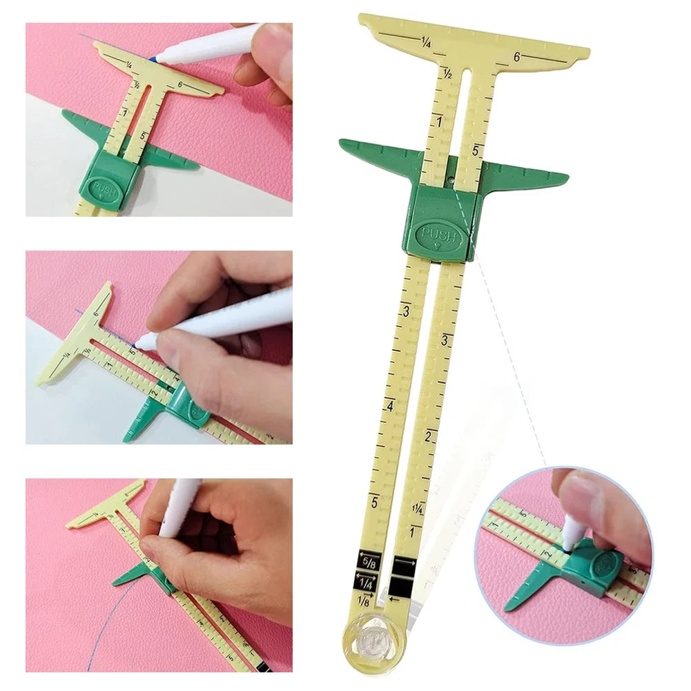 3-Piece Adjustable Sewing Gauge Set for Measuring Hem Seam Buttonhole Spacing