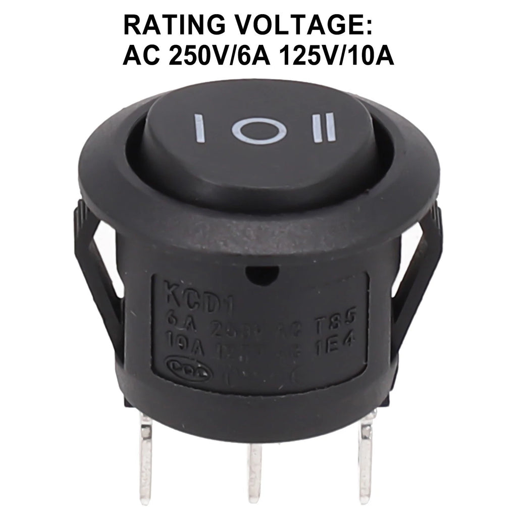 On/Off/On Rocker Switch AC 250V/6A 125V/10A Black