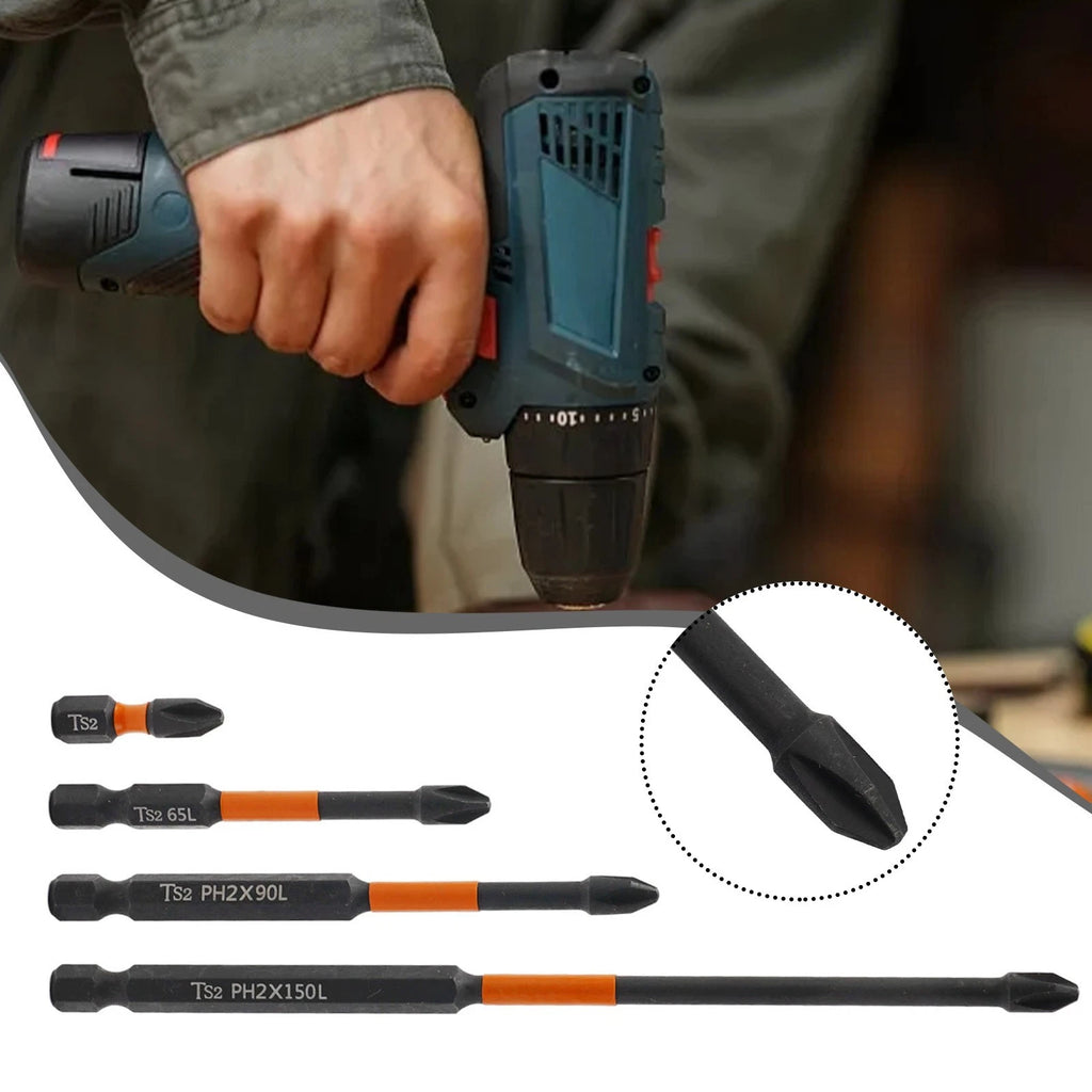 Set of 4 PH2 Magnetic Screwdriver Bits for (25-150mm)