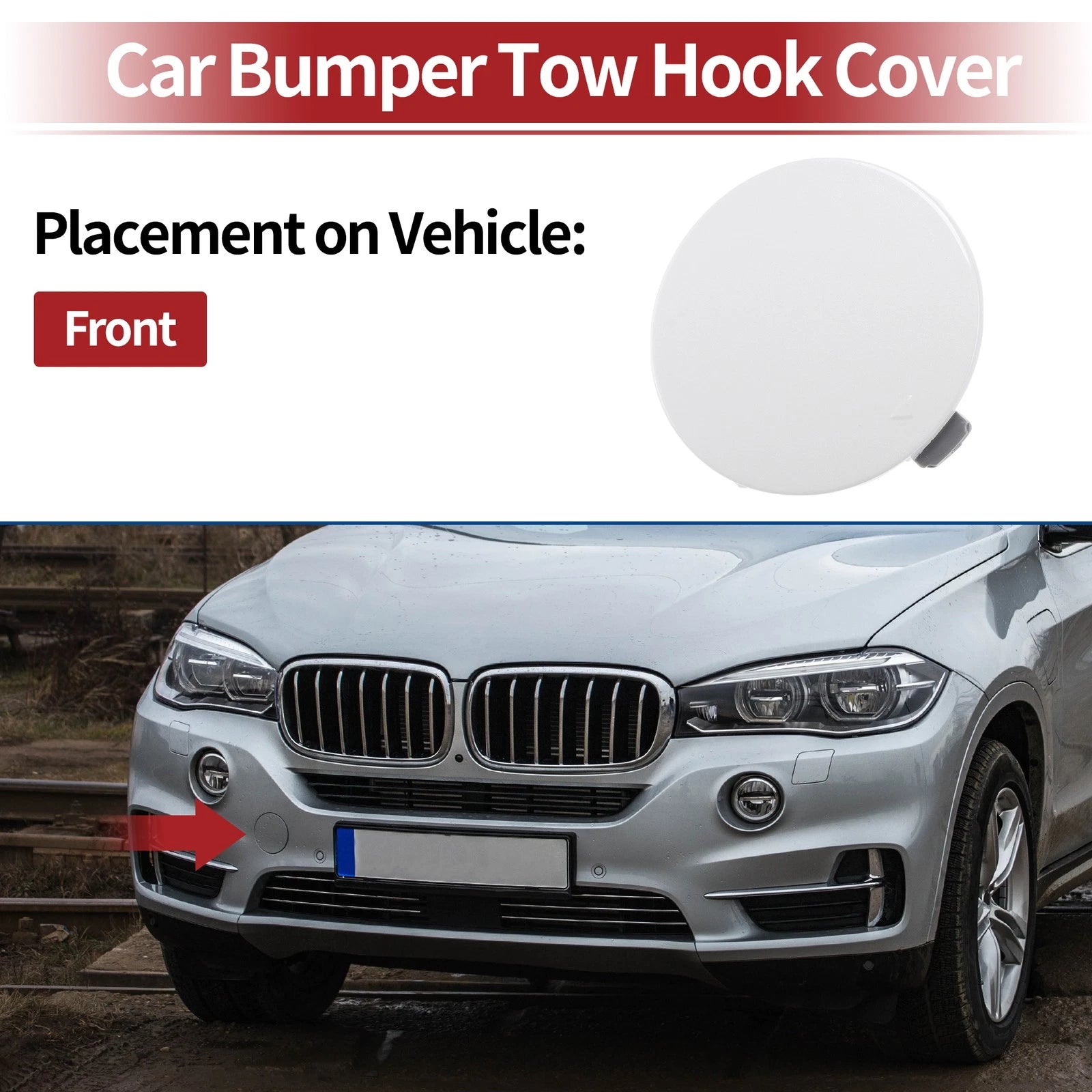Front Tow Hook Cover Replacement for BMW X5 F15 M (2014–2018) White