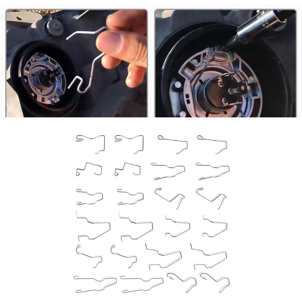 Set of 24 Headlight Spring Clips for H1 H3 H4 H7 Bulbs