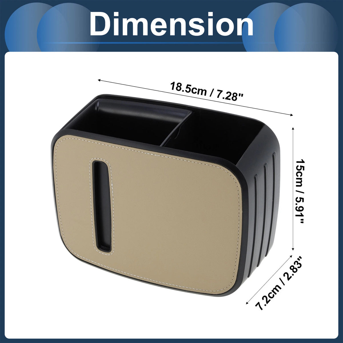 Set of 1 Car Trash Can for Front Seat Back Row (Faux Leather, Beige)