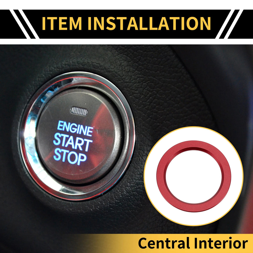 Engine Start Stop Button Switch Knob Cover Ring for Toyota Tacoma (2016–2023) Red