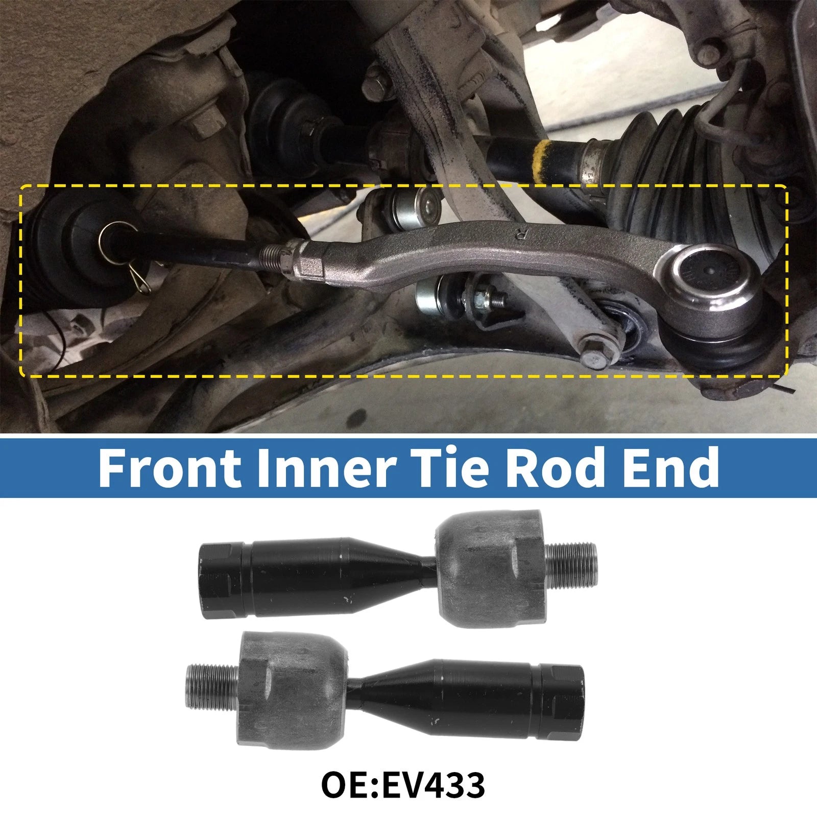 2 Pcs Front Inner Tie Rod End Links Replacement for Toyota Tacoma (1995–2004)