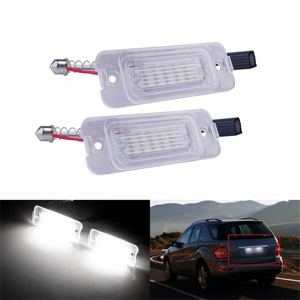 Pair White LED License Plate Light for Mercedes-Benz ML W164 GL X164 (2006–2011)