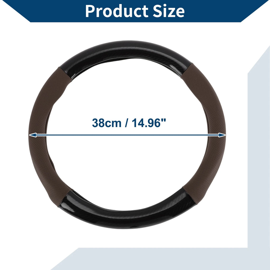 Steering Wheel Cover for Universal Fit (14.96", Black, Deep Brown)