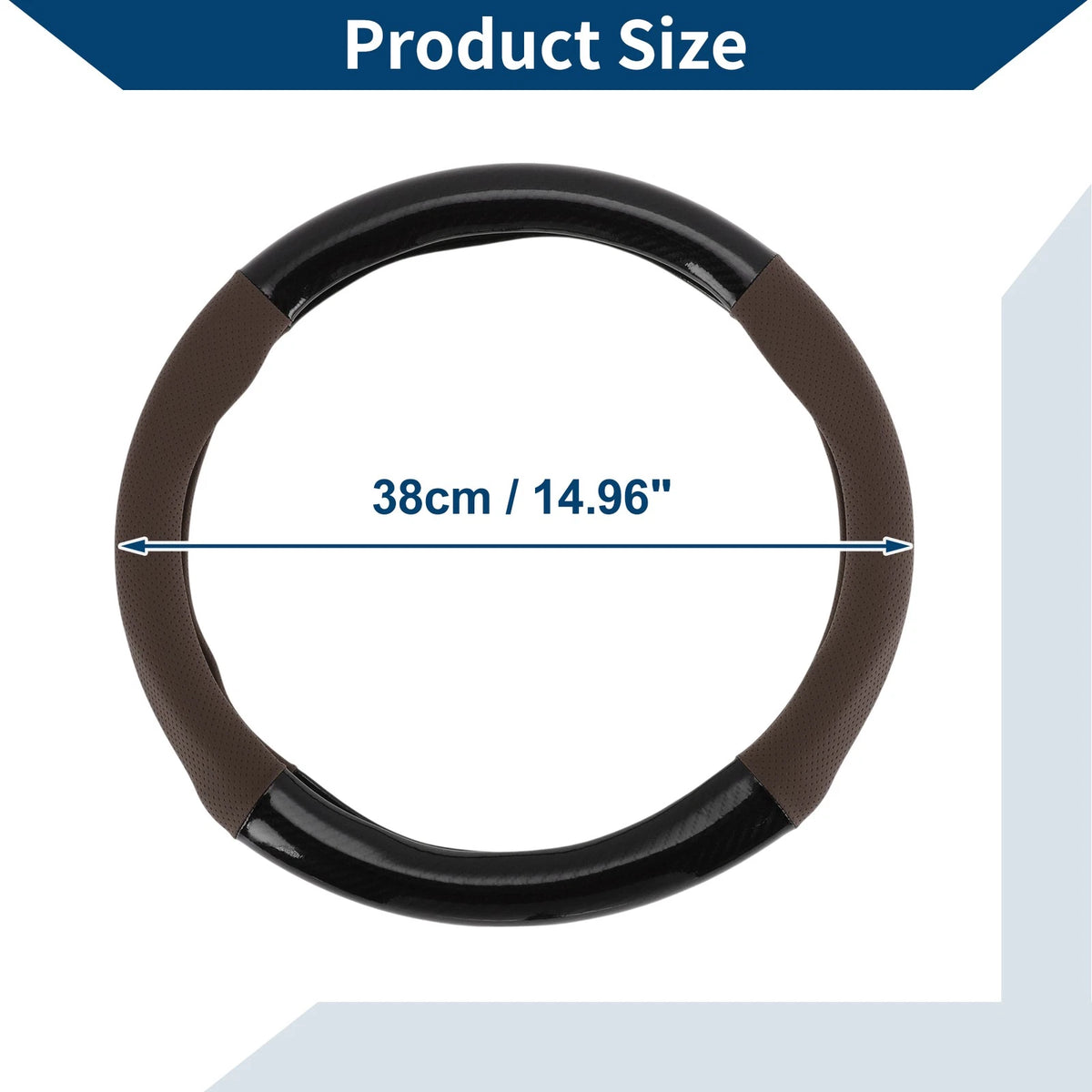 Steering Wheel Cover for Universal Fit (14.96", Black, Deep Brown)