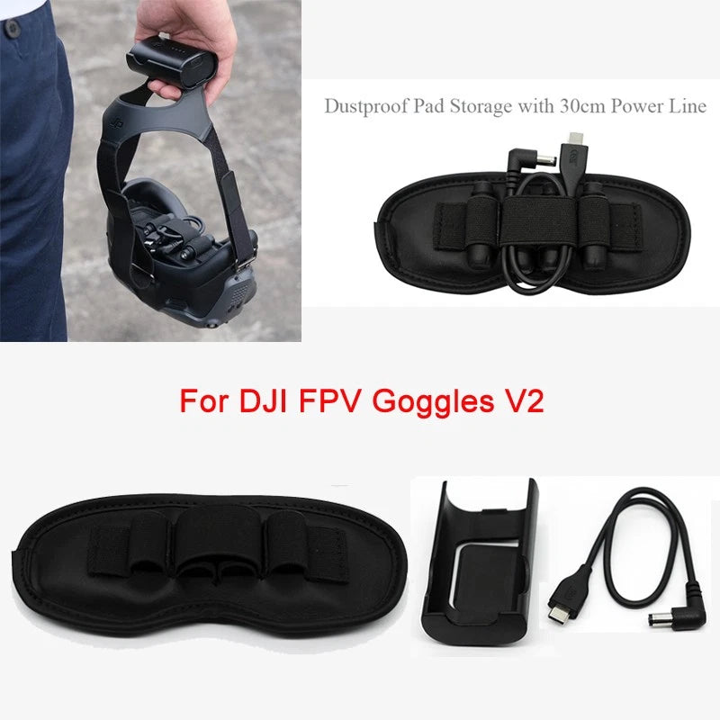 Charging Cable with Storage Dust Pad & Battery Case for DJI FPV Combo Goggles V2