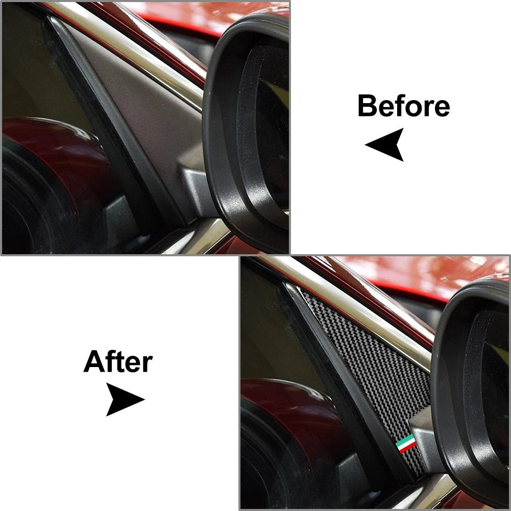 2X Interior Rearview Mirror A Pillar Panel Trim for Alfa Romeo Giulia (2017–2024)