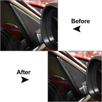 2X Interior Rearview Mirror A Pillar Panel Trim for Alfa Romeo Giulia (2017–2024)