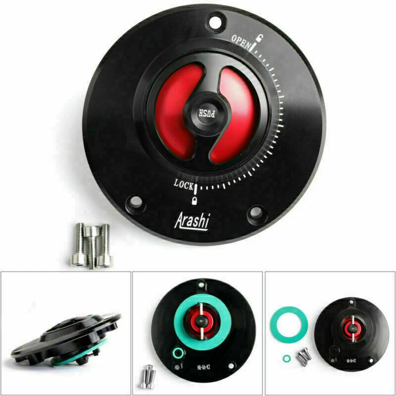 CNC Keyless Fuel Gas Tank Cap for Kawasaki ZX-6R ER-6F/6N (2000–2023) Red T9
