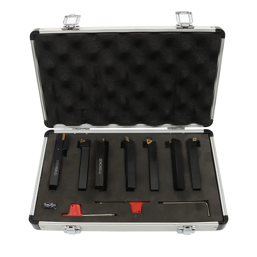Set of 7 Indexable Carbide Turning Tools for Lathe Cutting
