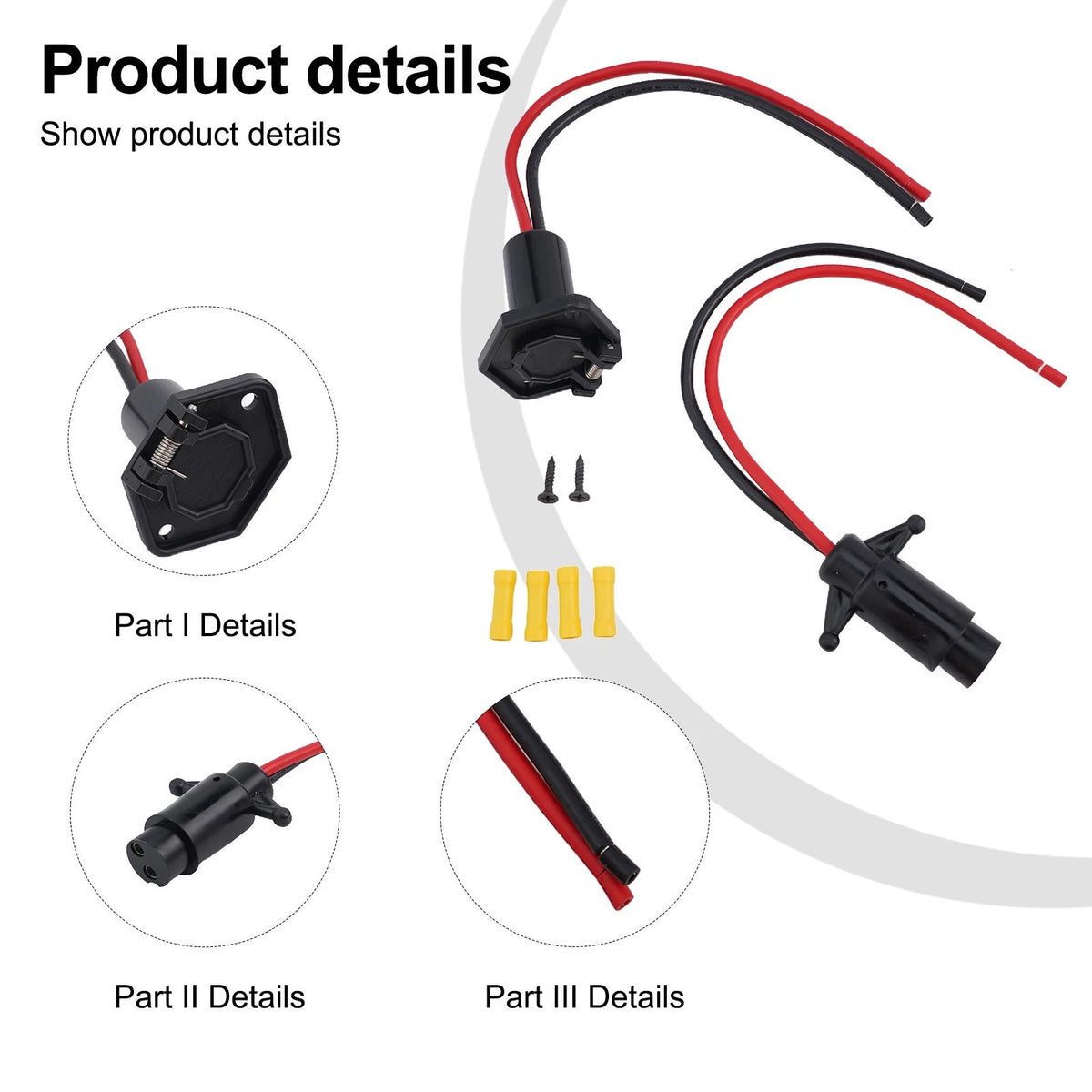 12V Trolling Motor Male Female Connector Kit with Secure Closure