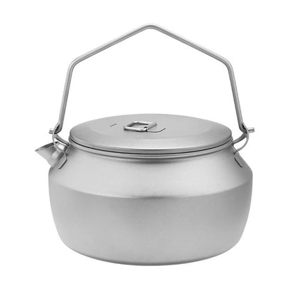 1100ml Pure Titanium Camping Kettle for Backpackers (Lightweight, Foldable Handle)