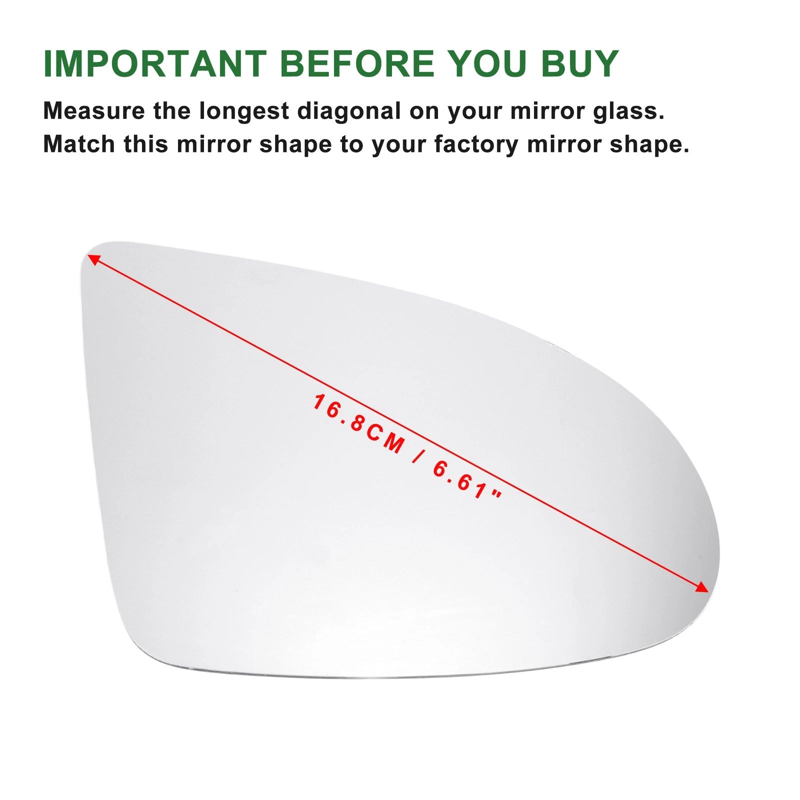 Mirror Glass Right Non Heated Replacement for Audi A2 (2000–2005)