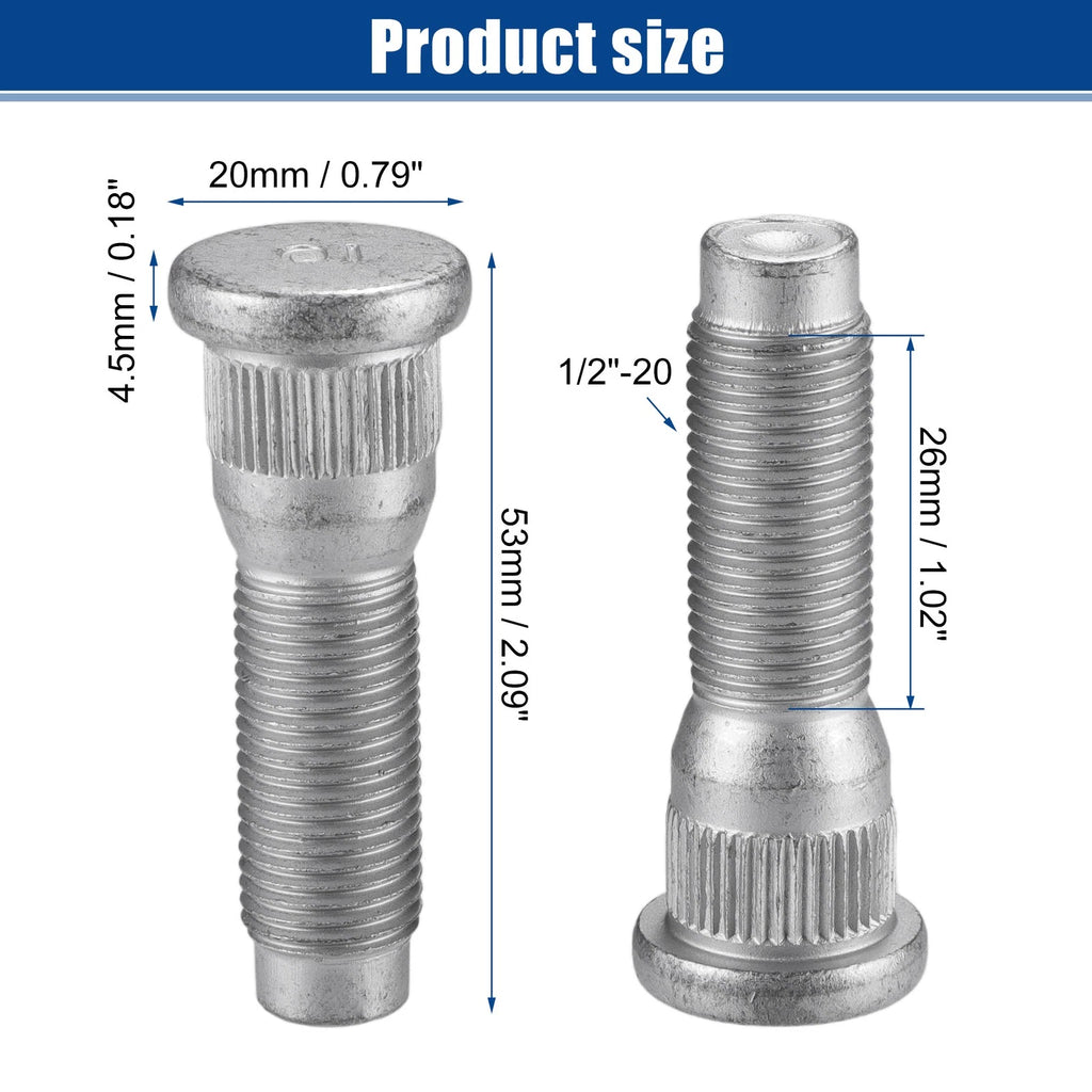 Wheel Lug Stud 1/2-20 Front or Rear Set for Jeep Wrangler (2011–2017)
